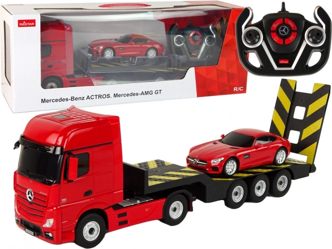 R/C Mercedes-Benz autó trélerrel - piros
