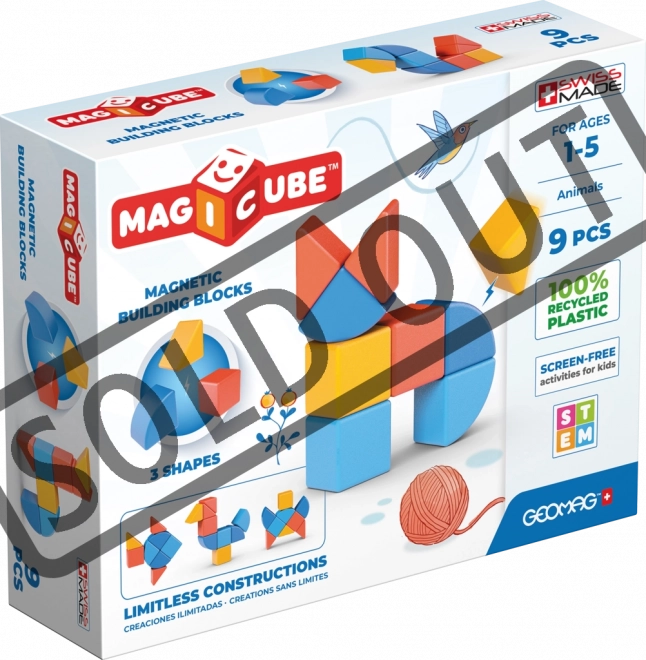 Magicube Shapes mágneses kockák – állatok, 9 darab