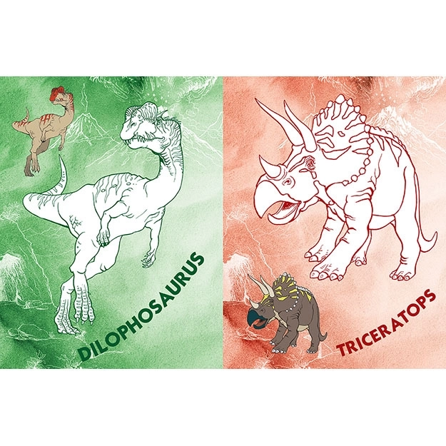 Dinoszauruszok vasalható képekkel színezőkönyv