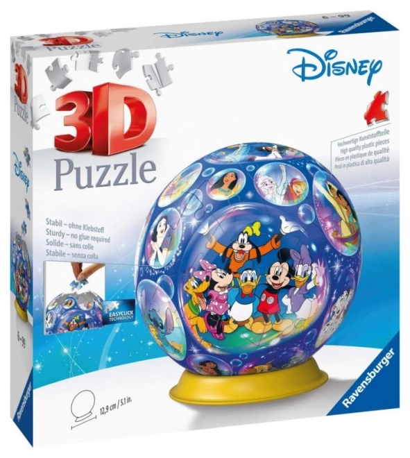 3D puzzle golyó Disney motívum 72 darabos - 100 évforduló