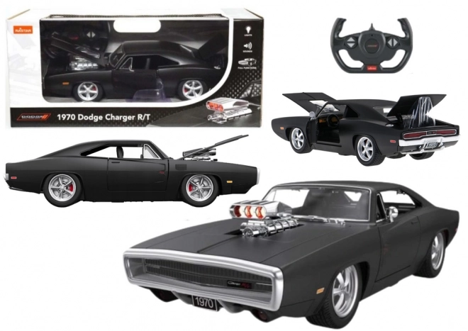 Távirányítós fekete Dodge Charger R/T modell 1:16 méretarányban