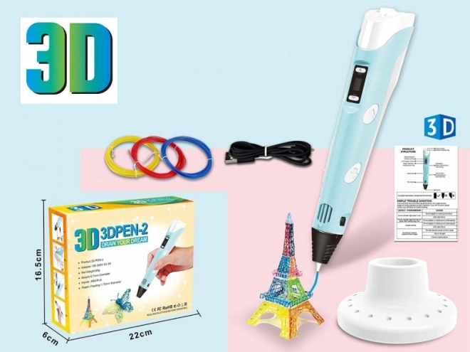 3D toll készlet filamentekkel és USB tápkábellel