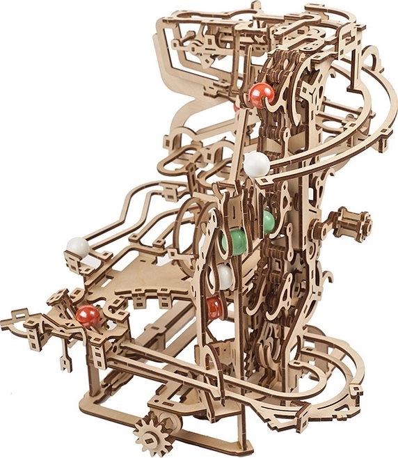 Ugears 3D fa mechanikus puzzle golyópálya láncmechanizmussal