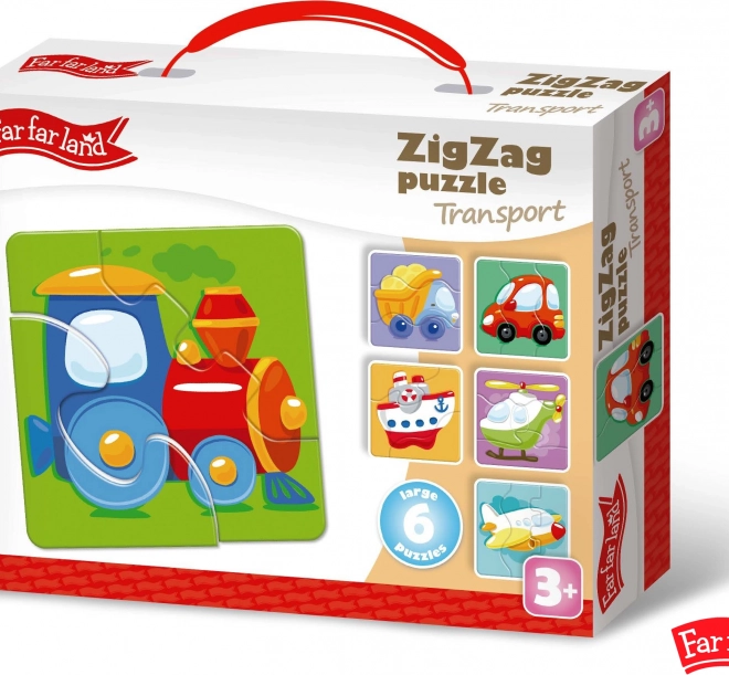Far Far Land Puzzle ZigZag Közlekedési motívum 6 képpel