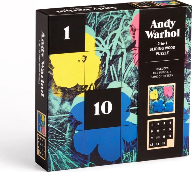 Galison Andy Warhol: Virágok 2 az 1-ben fa mozaik kirakó