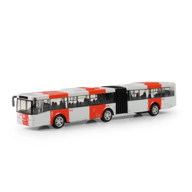 Kovový csuklós busz PID Prága piros