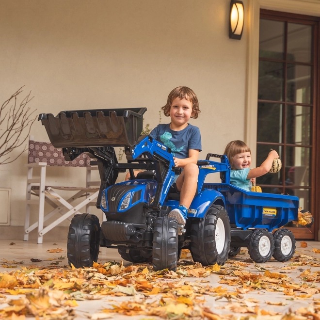 Traktor New Holland pótkocsival, kék, 3 éves kortól gyerekeknek