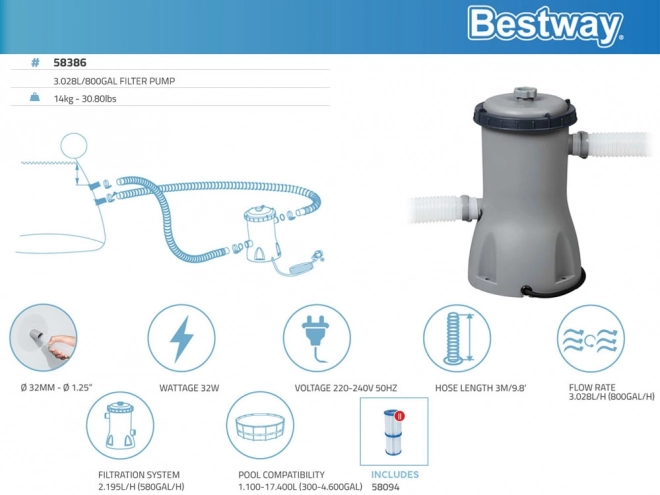 Medence szűrőszivattyú Bestway 3028 l/h