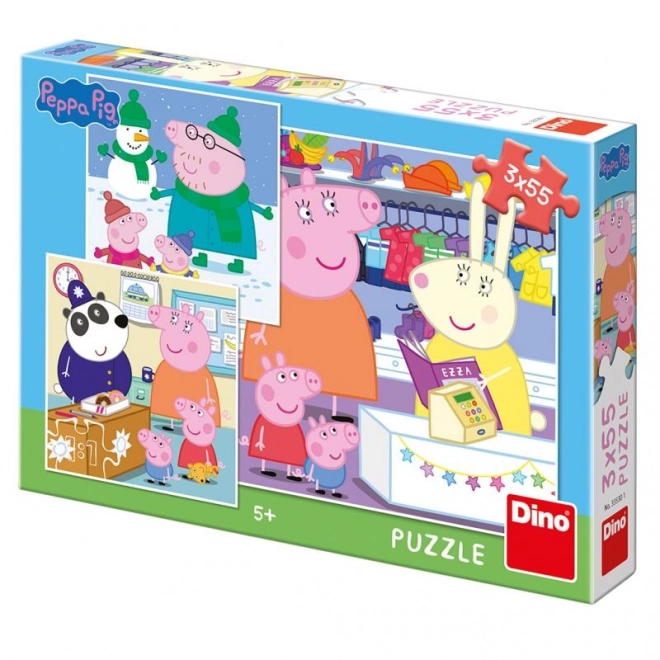 peppa malac puzzle 3x55 darab