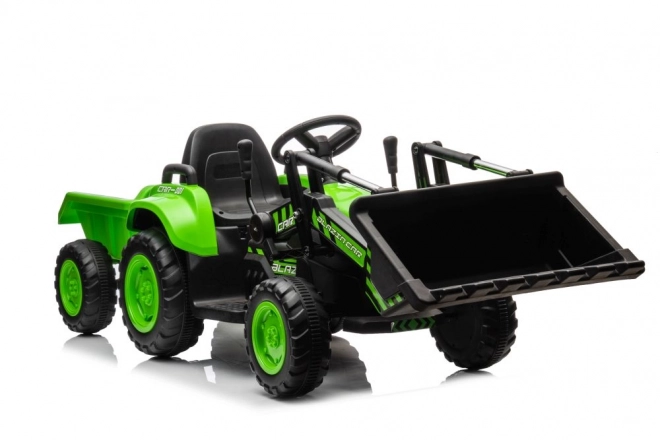 Gyermek elektromos traktor zöld kanállal