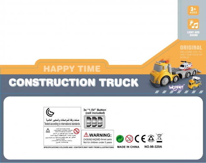 WOOPIE City Truck sárga vontatókocsi világító- és hangeffektusokkal