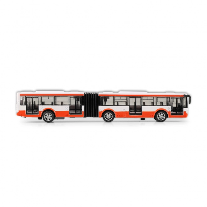 Fém piros csuklós busz