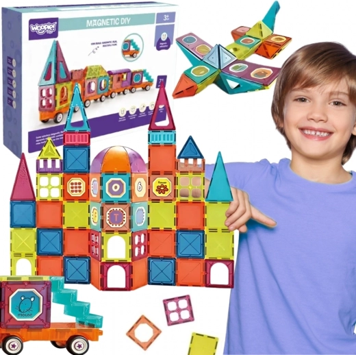 woopie mágneses építőkészlet 3d vonat – 71 db-os készlet