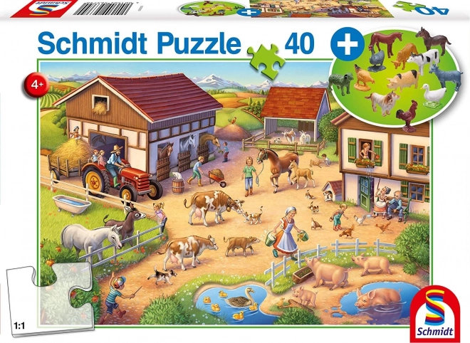 Farma Puzzle és Állatfigurák 40 darab