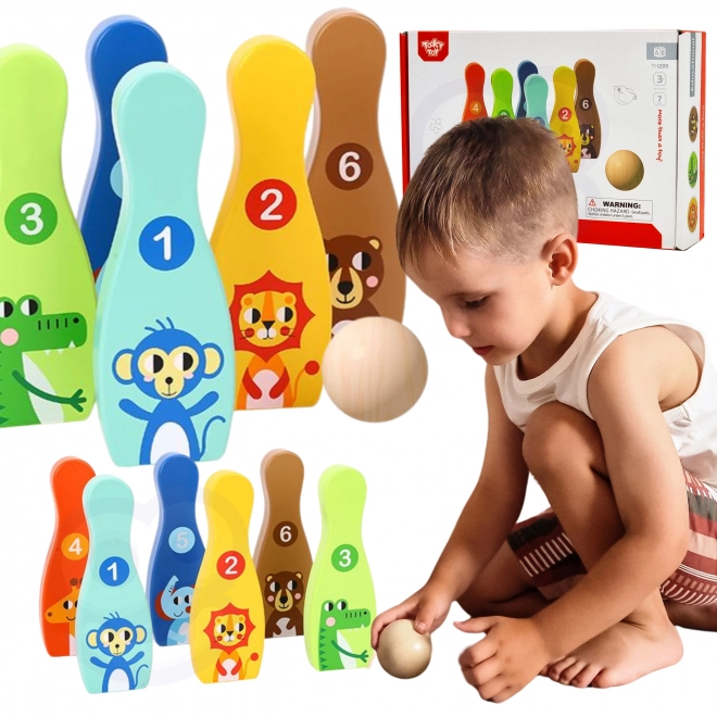 Tooky Toy állatos fa tekék gyerekeknek