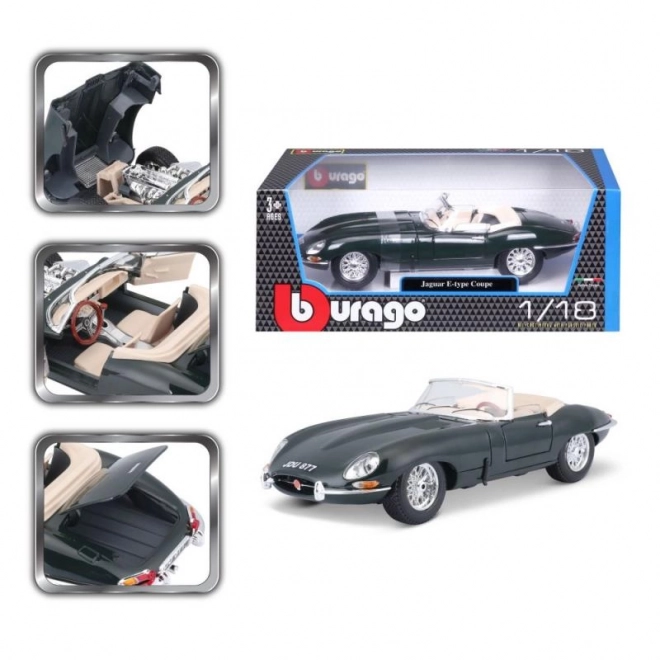 Bburago 1:18 Jaguar E Cabriolet zöld modellautó