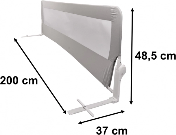 Ágyvédő leesésgátló, összecsukható, 200 cm, szürke