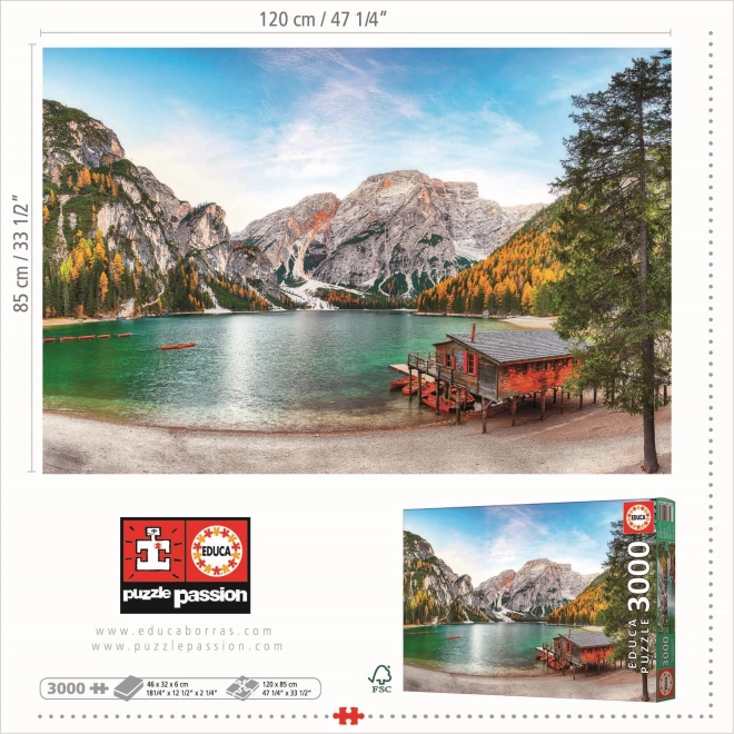 Educa puzzle, Braies tó ősszel, Olaszország, 3000 darab