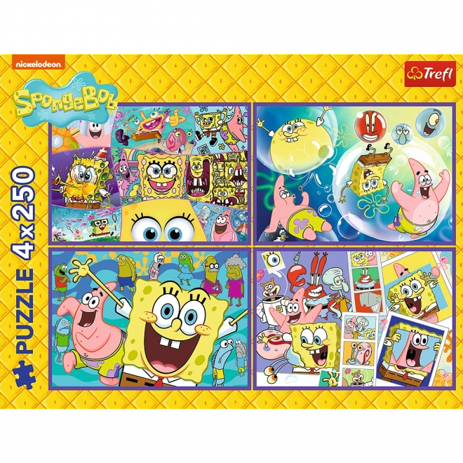 Puzzle 4x250 Őrült világ Sponge Bob
