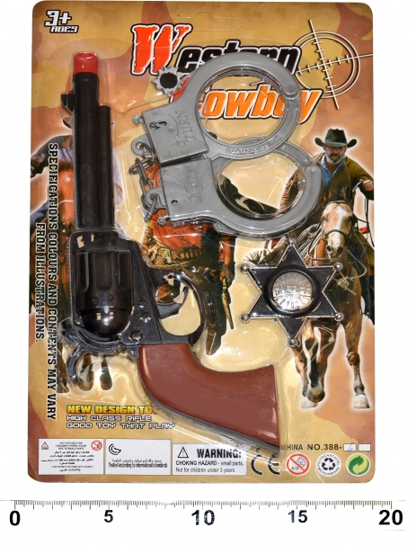Kis seriffkészlet – pisztoly, bilincs és jelvény (22 cm)