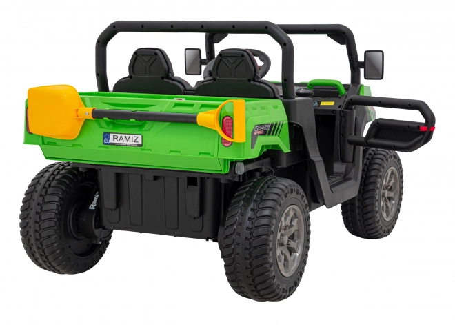 Auto Pick-Up Speed 900 pro gyerekek Zöld + 4x4 meghajtás + mozgatható pumpa + csomagtér + távirányítás + lapát + LED audio