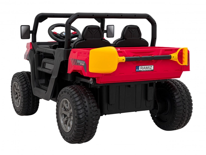 Auto Pick-Up Speed 900 pro gyerekek Piros + 4x4 hajtás + mozgó pumpa + csomagtér + távirányítás + lapát + LED audio