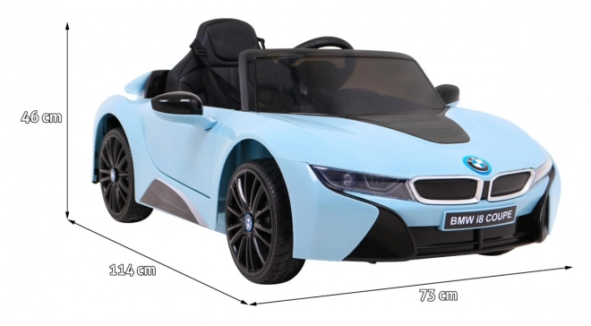 BMW I8 Lift Akkumulátor Autó Kék + távirányítás + lassú indítás + 3 pontos övek + MP3 USB + LED dióda