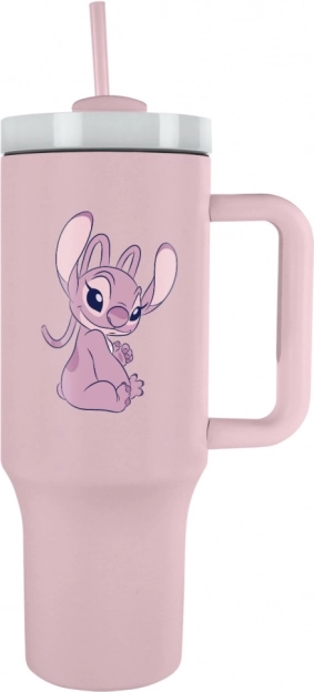 Lilo és Stitch utazó bögre rózsaszín szívószállal