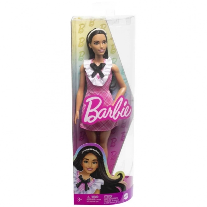 Barbie Fashionistas baba rózsaszín kockás ruhában