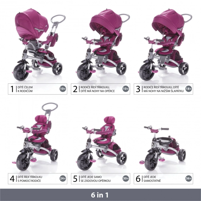 CitiGO háromkerekű tricikli Mulberry Pink