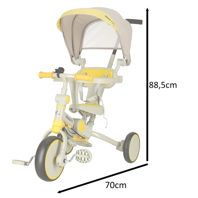 Sárga-fekete Trike Fix V4 háromkerekű kerékpár napellenzővel