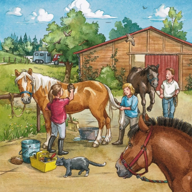 Ravensburger puzzle a lovaknál 3x49 darabos