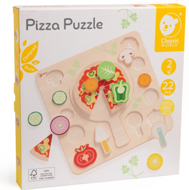 CLASSIC WORLD Fából készült pizza vágásra, 22 darabos kirakó