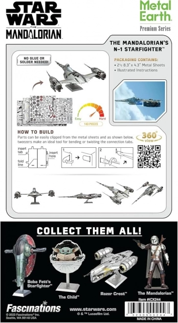 Metal Earth 3D puzzle Premium Series: Star Wars Mandalorian N-1 Starfighter