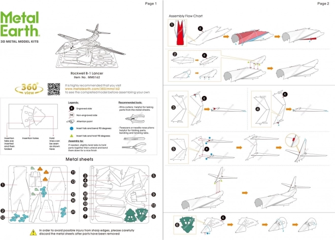 Metal Earth 3D puzzle Rockwell B-1 Lancer bombázó