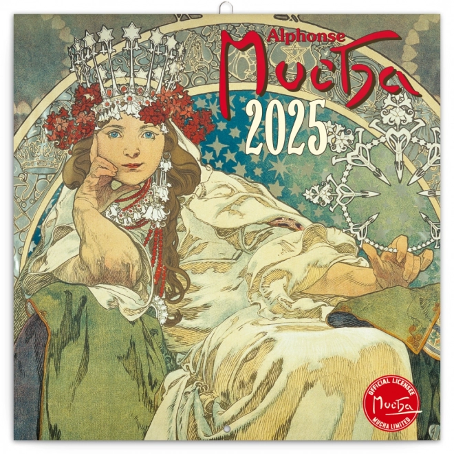 Alfons Mucha 2025 jegyzetnaptár 30x30 cm