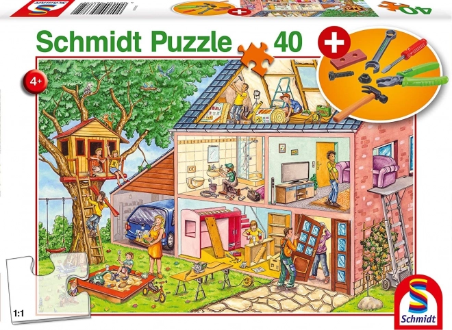 Schmidt puzzle szorgalmas kézművesek 40 darabos + gyerek szerszám