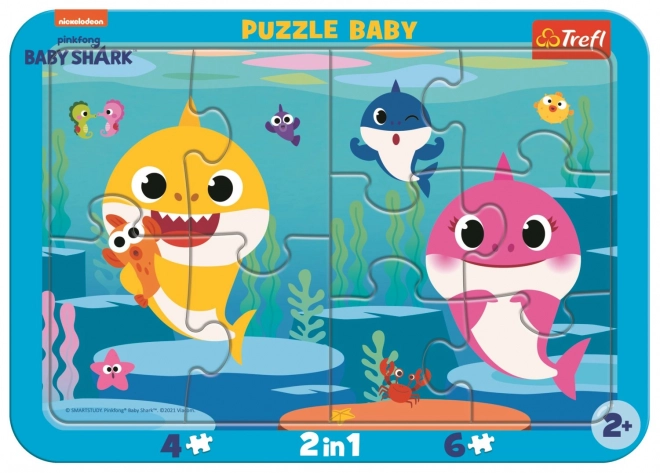 Baby puzzle TREFL Baby Shark: Boldog Cápák 2 az 1-ben, 10 darab