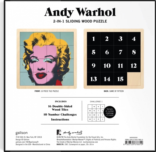 Andy Warhol Marilyn fa 2 az 1-ben kirakós