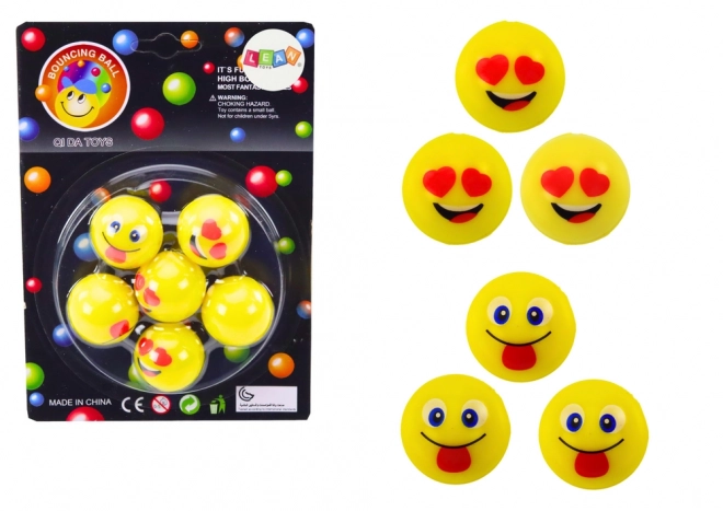 Sárga Emoji Gumi Labda Készlet 6 Db