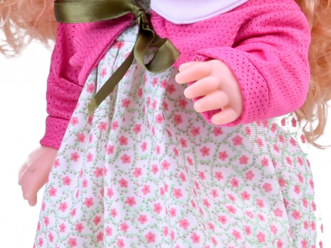 Beszélő puha baba hosszú hajjal – Rózsaszín