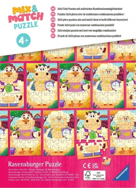 Ravensburger Mix&Match barátaim a farmról puzzle 3x24 darabos