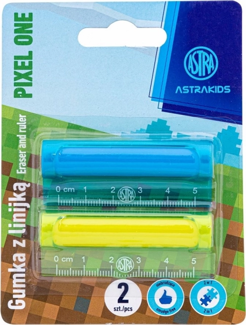 ASTRA 2 az 1-ben vonalzó radírral Pixel One 5 cm (2 db)