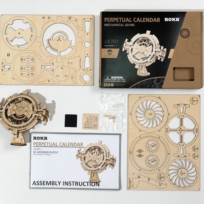 3D fa mechanikus puzzle asztali naptár