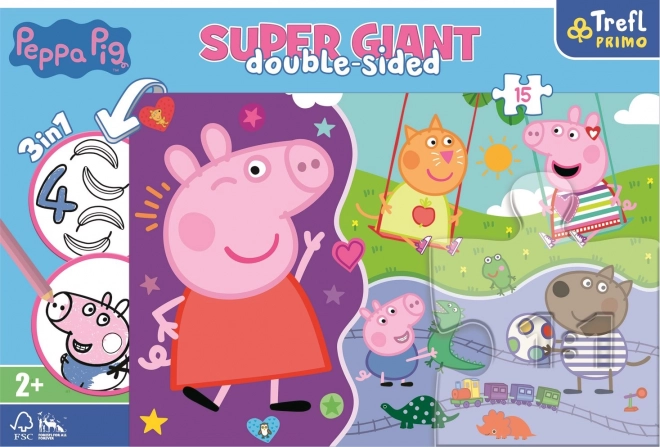 Peppa malac kétoldalas óriás puzzle - 15 darab