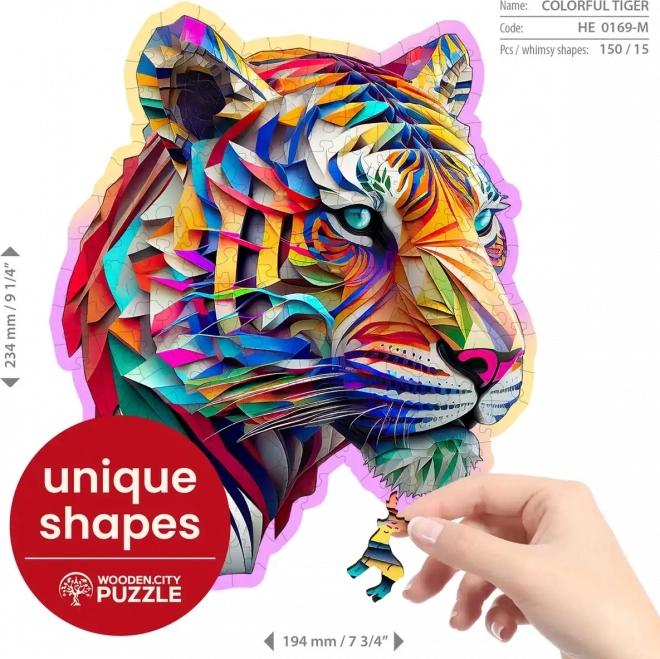 Színes Tigris Fa Puzzle 150 darabos