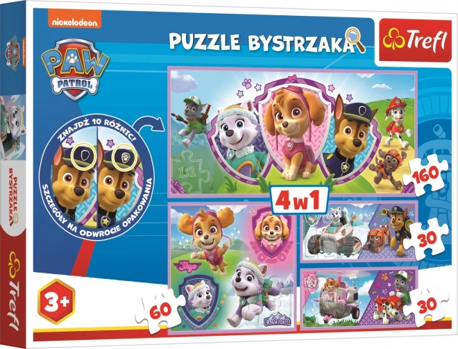 Különbségek keresése puzzle - Mancs őrjárat 4 az 1-ben