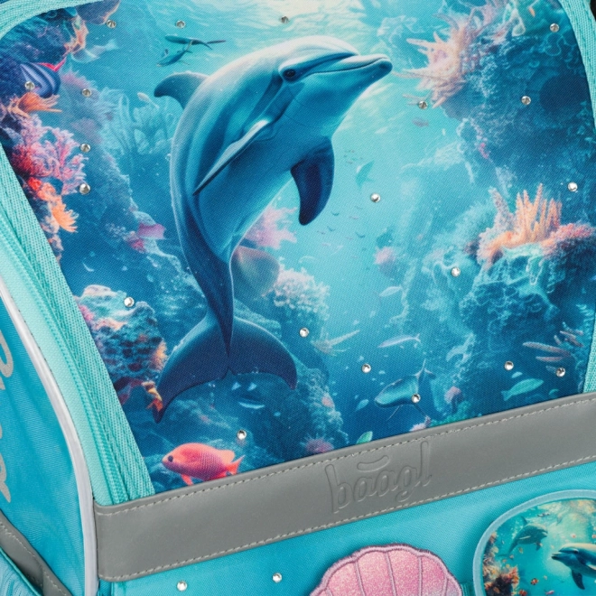Iskolai szett Zippy Delfin: iskolatáska, tolltartó és zsák