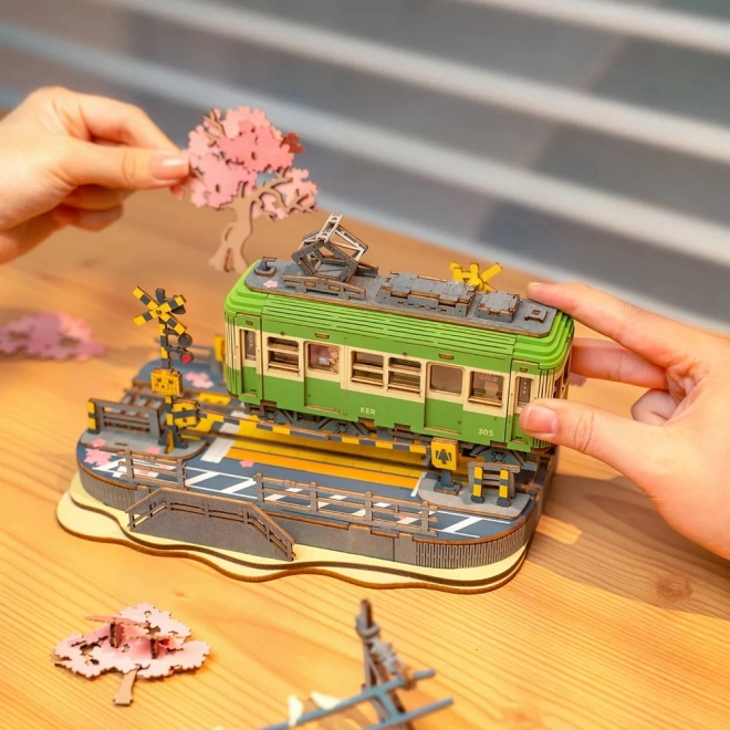 RoboTime 3D fa puzzle Virágzó Sakura állomás