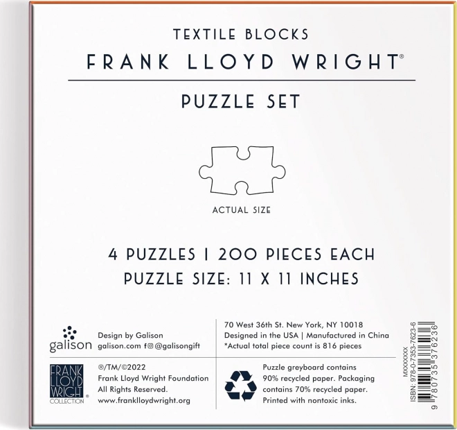 GALISON Négyzet alakú puzzle Frank Lloyd Wright: Textil blokkok 4x200 darab